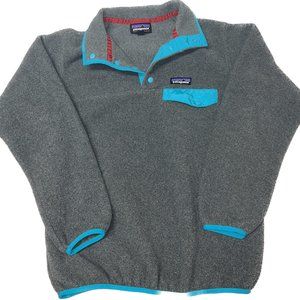 Womens Patagonia Synchilla Fleece Snap-T Nickel grey/ tubular blue x-small/xs